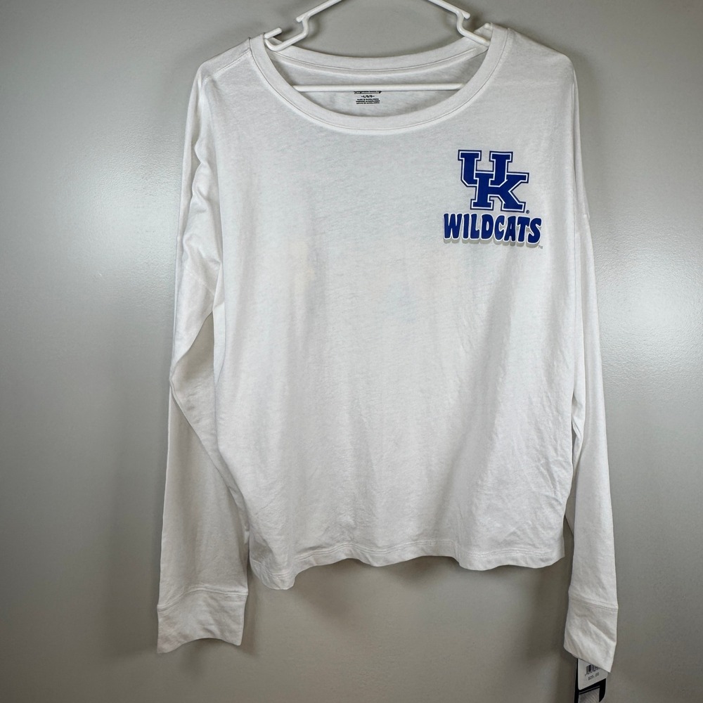 Kentucky Wildcats Womens L White Floral Long Sleeve Tee NWT Game Day Fan Gear